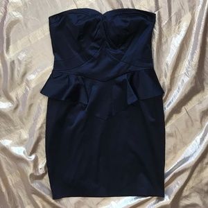 Like NEW!  ASOS Black Peplum Strapless Dress